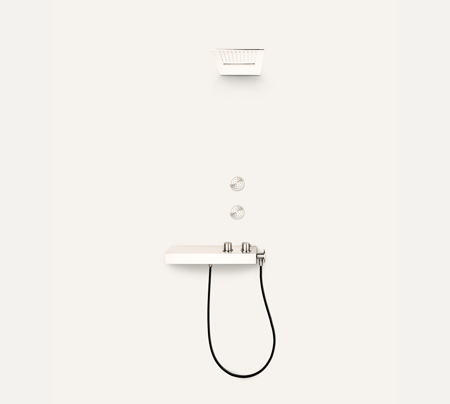 Kit Doccia Alyssia Soffione Cascata Con Dorsali Base Bassa