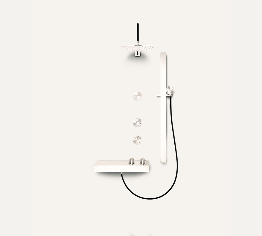 Saliscendi Alyssia + Kit Doccia Quadro Con Dorsali base bassa