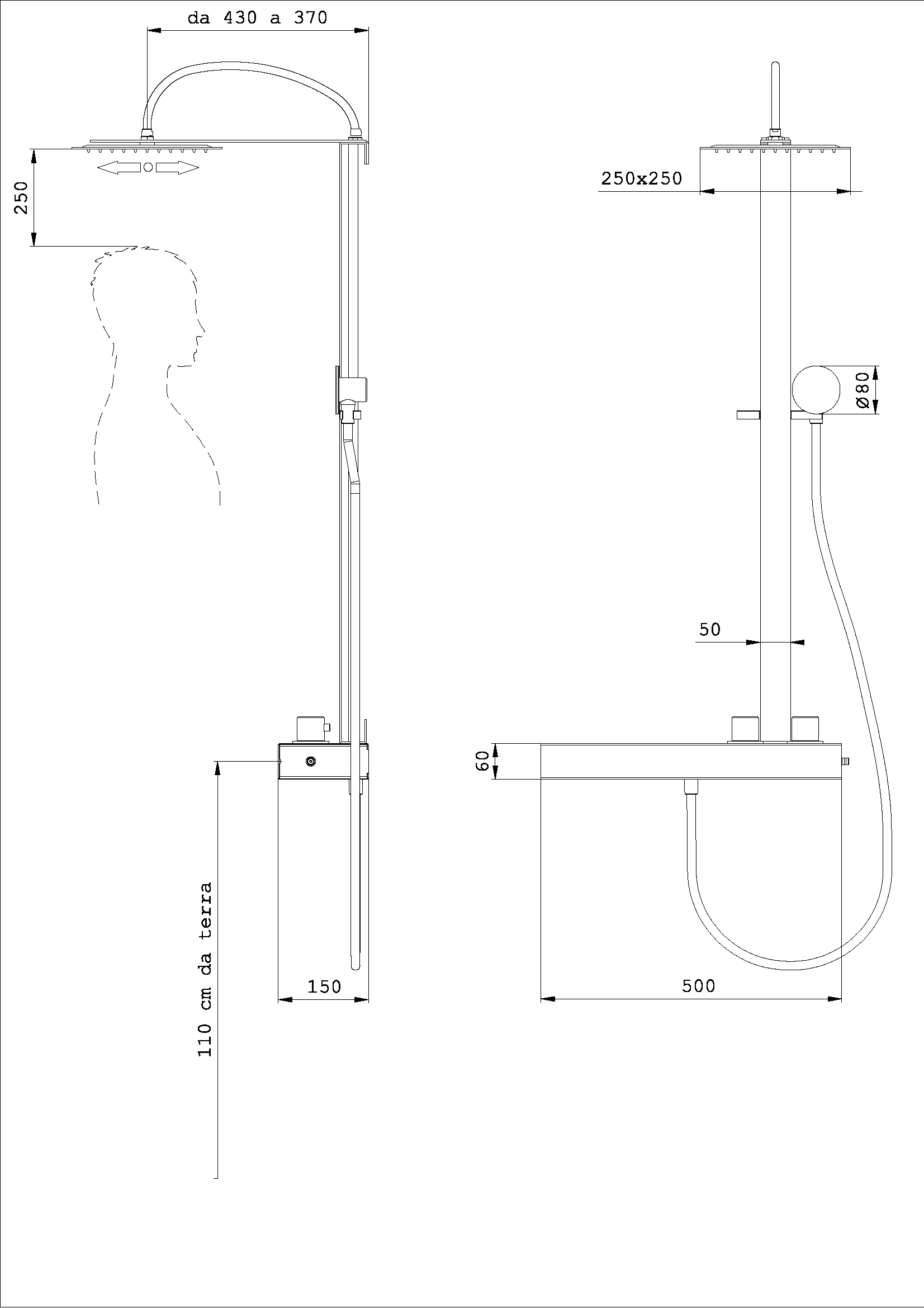 Colonna doccia Alyssia Quadro Base Bassa