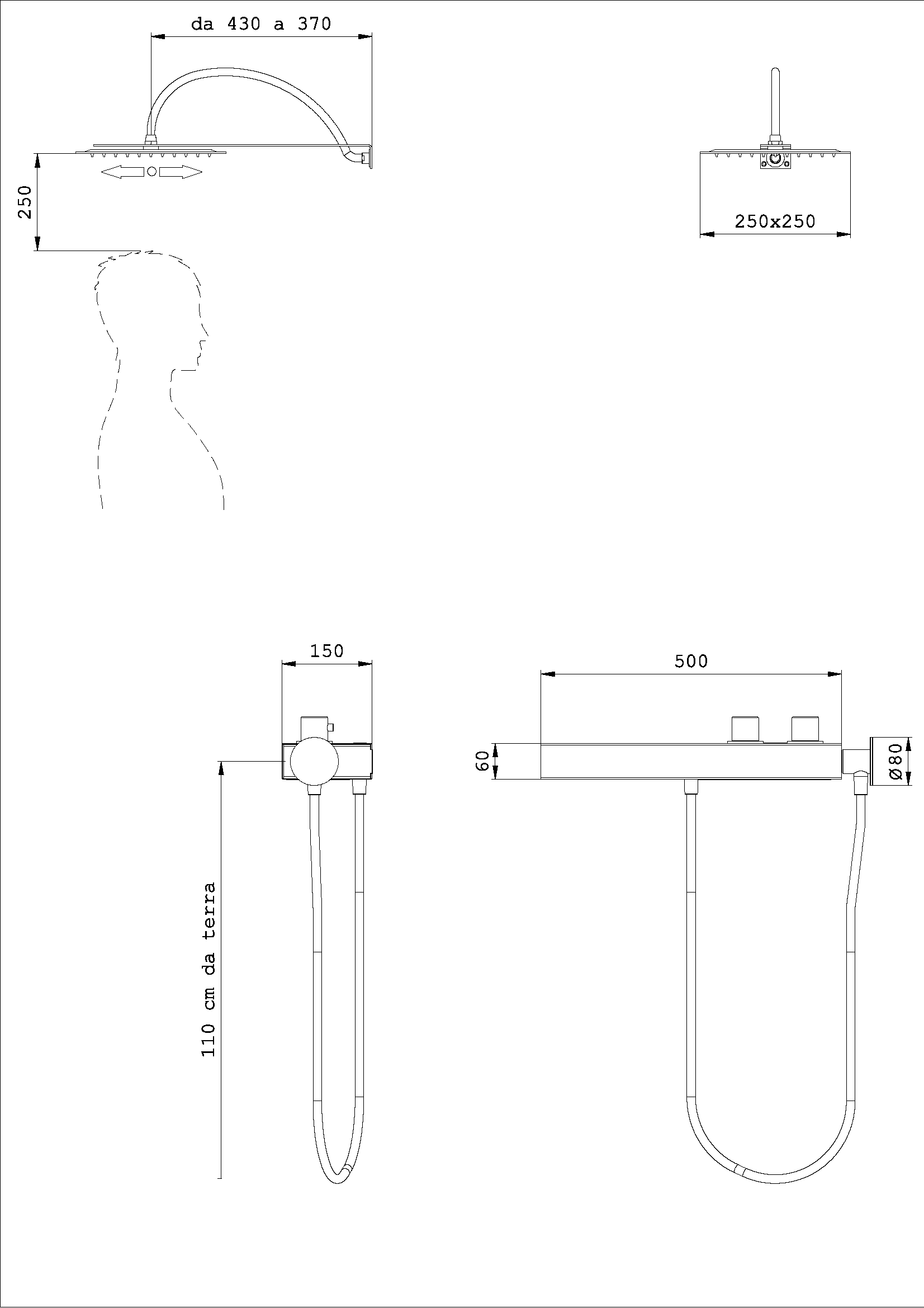 Kit doccia Alyssia Quadro Base Bassa