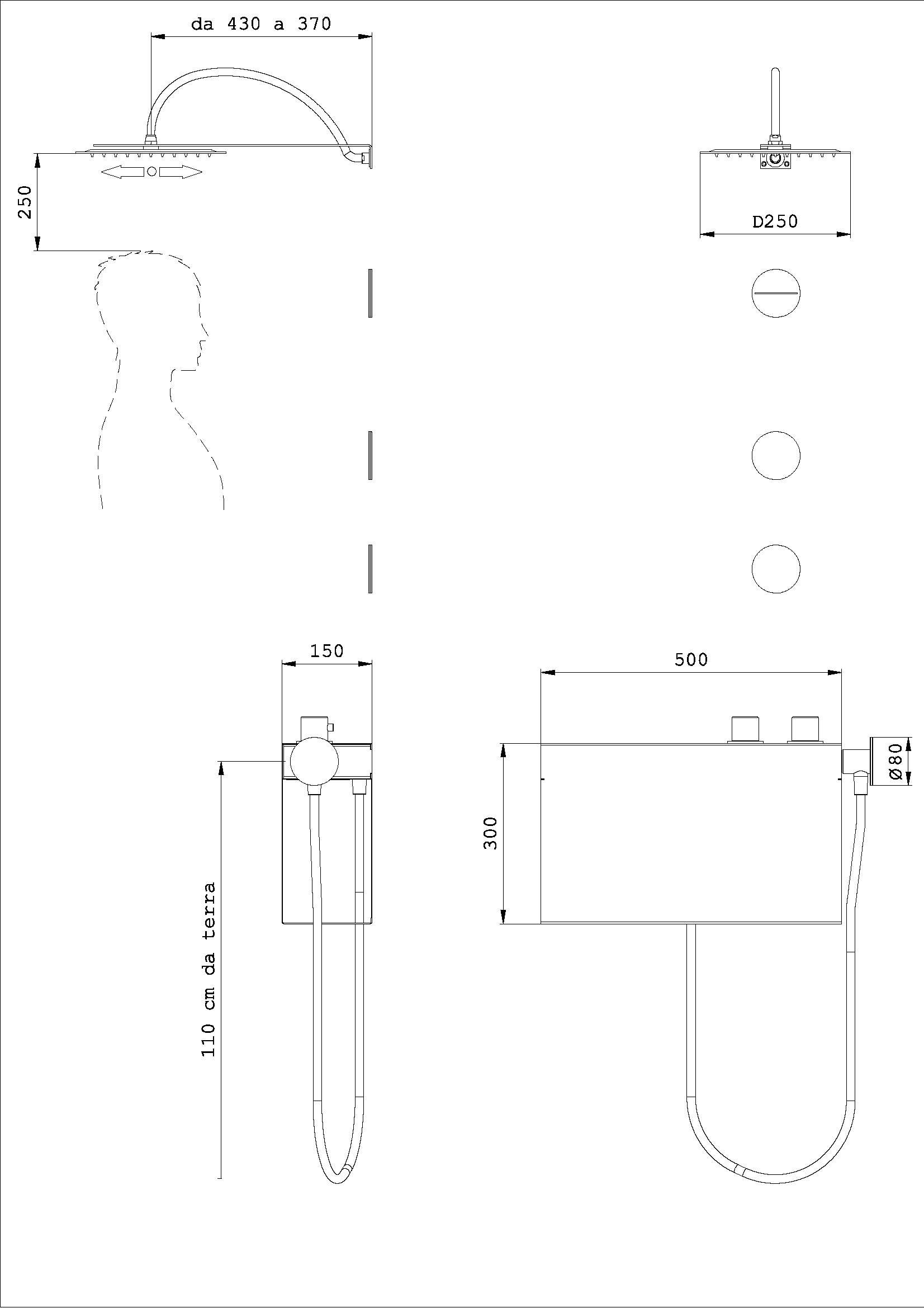 Kit doccia Alyssia Tondo con Dorsali Base Alta