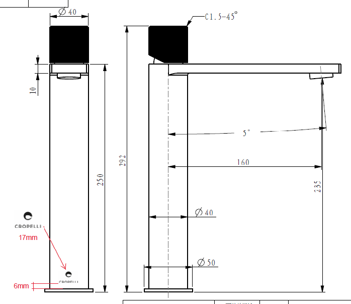 Miscelatore Lavabo Alto Monoforo